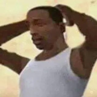 😧 CJ Grand Theft Auto: San Andreas CJ, Grand Theft Auto, San Andreas, Videospielcharakter, Schwarzer Mann telegram sticker