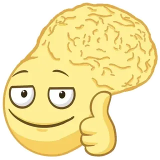 🧠 emoji, brain, thumbs up, ok, yellow telegram sticker