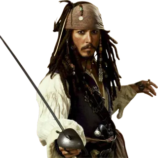 ✌ Jack Sparrow Pirates of the Caribbean pirate, sword, movie, character, johnny depp, disney, adventure, captain telegram sticker