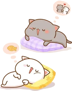 ❤ kucing, tidur, imut, binatang, kartun, ikan, cinta telegram sticker