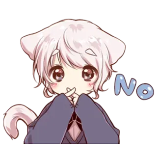 ❌ No Anime, Gato, No, Lindo, Orejas whatsapp sticker