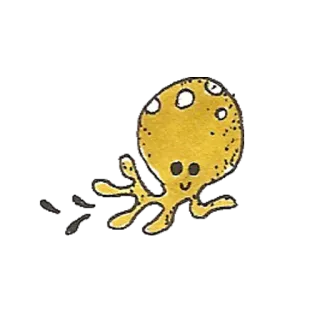 🐡 милый, мультик, желтый, персонаж, капля telegram sticker