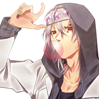💎 Anime, Gomma da masticare, Felpa con cappuccio, Cartone animato, Personaggio, Manga telegram sticker