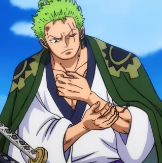 🍾 Zoro One Piece Аниме, Меч, Шрам, Зеленые Волосы, Экшен, Манга telegram sticker