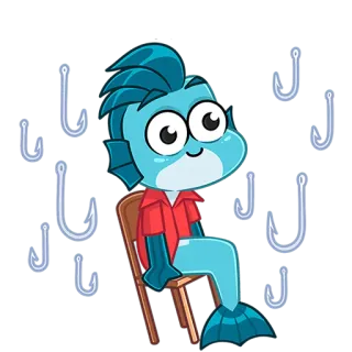 🐟 pesce, cartone animato, pesca, ami, personaggio, mare, oceano telegram sticker
