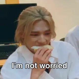 🥶 I'm not worried Meme, besorgt, lustig, essen, ausdruck whatsapp sticker