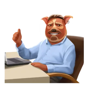 👍 dog, office, desk, thumbs up, success, approval telegram sticker