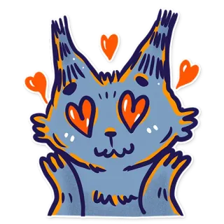 😍 gato, amor, coração, fofo, animal, desenho animado whatsapp sticker