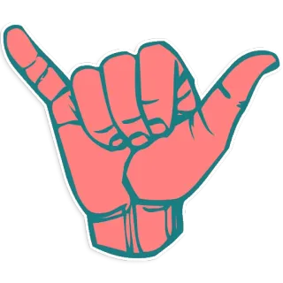 👌 Shaka, Gestur tangan, Hang Loose, Hawaii, Pantai, Selancar, Aloha whatsapp sticker
