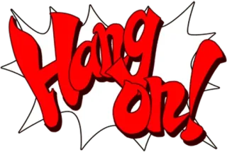😯 Hang on! chờ đã, văn bản, bong bóng thoại, dấu chấm than, đỏ, cụm từ telegram sticker