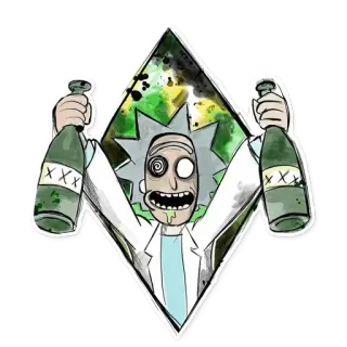 🍾 Rick Sanchez Rick and Morty rick, rick sanchez, rick and morty, kartun, adult swim, alkoholik, ilmuwan telegram sticker