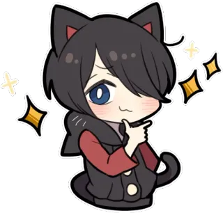 😳 anime, gato, brillos, lindo, chibi, manga, kawaii, persona whatsapp sticker