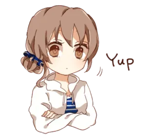 👩 Yup Anime Mädchen, süß, Aufkleber, Chibi, Cartoon telegram sticker