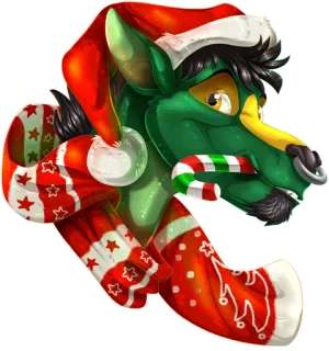 🎅 Фурри, Рождество, Антро, Праздник, Мультфильм, Зеленый, Животное whatsapp sticker