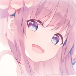 😆 anime girl, smiling, purple hair, cute, manga, kawaii, cartoon whatsapp sticker