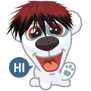 👋 Hi cartoon, greeting, animal, character, wave whatsapp sticker