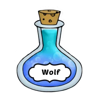 🐶 Wolf potion, magic, fantasy, wolf, blue liquid, bottle telegram sticker