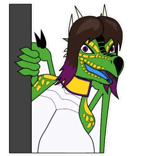 😳 dragon, cartoon, green, reptile, fantasy, animal telegram sticker