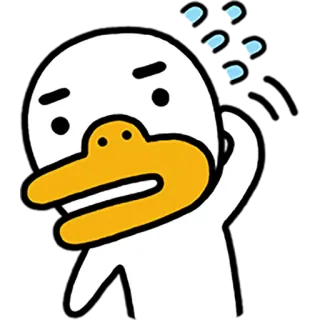 😦 утка, потеет, мультфильм, персонаж, встревоженный, нервный telegram sticker