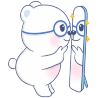🐻 beruang, cermin, kacamata, lucu, stiker telegram sticker
