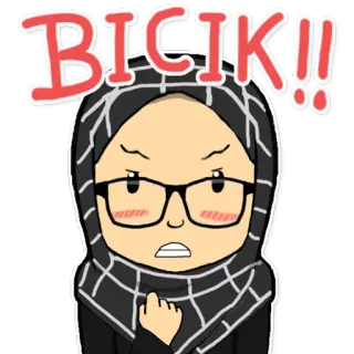 😤 BICIK!! Мультфильм, Стикер, Раздраженный, Злой, Женщина, Хиджаб whatsapp sticker