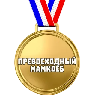🏅 ПРЕВОСХОДНЫЙ МАМКОËБ medalla, oro, premio, insulto whatsapp sticker