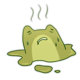 🥵 frog, melting, sweating, tired, exhausted, cartoon, sticker telegram sticker