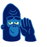 👋 gorila, mão, ouvindo, azul telegram sticker