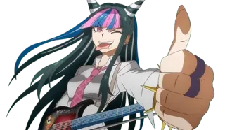 👌 Ibuki Mioda Danganronpa Ibuki Mioda, Danganronpa, Anime, Daumen hoch, Gitarre, Band telegram sticker