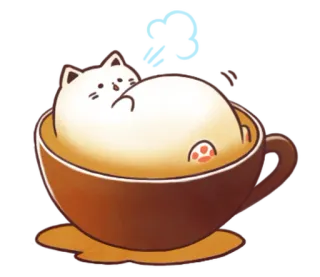 ☕ chat, café, tasse, mignon, chaton, animal whatsapp sticker