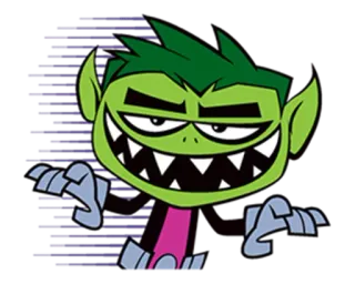 😖 Beast Boy Teen Titans cartone animato, verde, supereroe, teenager, animale telegram sticker