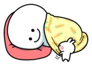 😍 dessin animé, endormi, lapin, couverture, kawaii telegram sticker