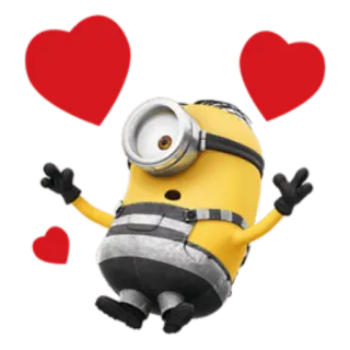 😍 Minion cartoon, character, yellow, minion, hearts, love telegram sticker