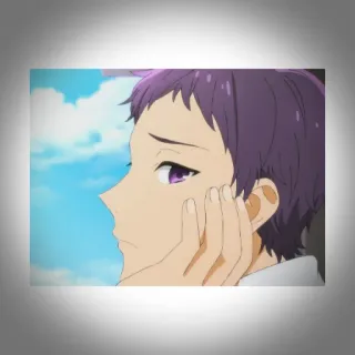 💫 Anime, Traurig, Junge, Lila Haare, Melancholie telegram sticker