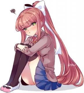 💚 Monika Doki Doki Literature Club! anime, cartoon, Doki Doki Literature Club!, Monika, cute telegram sticker