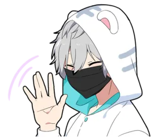 ⭐ アニメ, かわいい, 可愛い, キャラクター, マスク, ウェーブ, 挨拶 telegram sticker