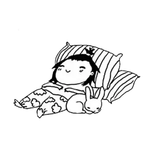 😴 cartoon, child, bunny, pillow, pajamas, cute, drawing, illustration telegram sticker