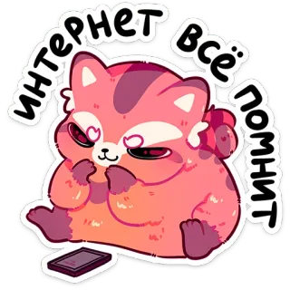 😈 Интернет всё помнит internet, animal, gato, kawaii, fofo whatsapp sticker