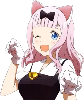 😸 Chika Fujiwara Kaguya-sama: Love Is War Anime, Chika, Fujiwara, Kaguya-sama, Orecchie da gatto, Carino whatsapp sticker