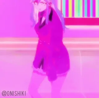 🔥 @ONISHIKI 动漫, 女人, 粉色, 站立 whatsapp sticker