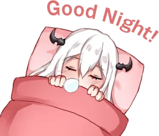 😴 Good Night! bonne nuit, endormi, animé, mignon, démon, corne telegram sticker