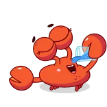 😱 crabe, dessin animé, créature marine, eau, plage whatsapp sticker