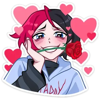🥰 daddy 애니메이션, 장미, 하트, 귀여운, 볼터치, 로맨틱 telegram sticker