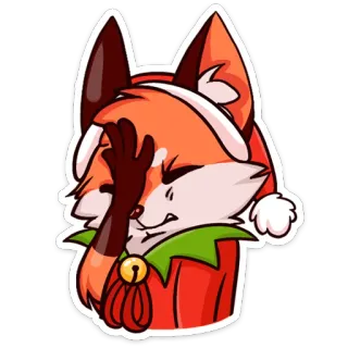 🤦‍♀️ renard, noël, elfe, facepalm, gêné, déçu, dessin animé, sticker telegram sticker