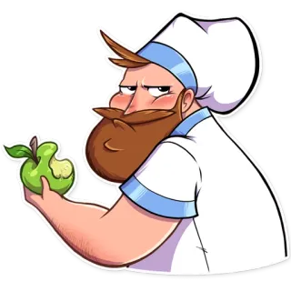 😑 chef, apple, cartoon, food, character, cook telegram sticker
