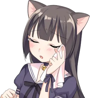 😢 Anime, Mädchen, weinend, Katzenohren, traurig, Tränen telegram sticker