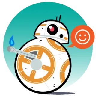 👍️ BB-8 Star Wars robot, droide, arancione, Star Wars, fantascienza telegram sticker