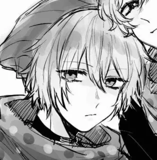 😒 Styl anime, Chłopak, Manga, Kreskówka, Młodzież, Czarno-białe telegram sticker
