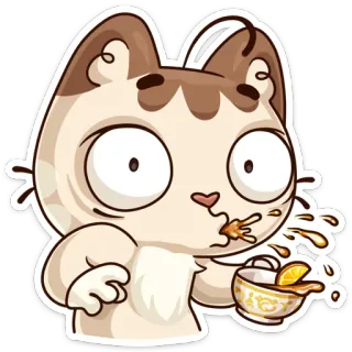 😳 cat, spill, tea, cute, cartoon whatsapp sticker