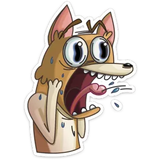 😳 kartun, anjing, terkejut, takut, ekspresi, hewan telegram sticker